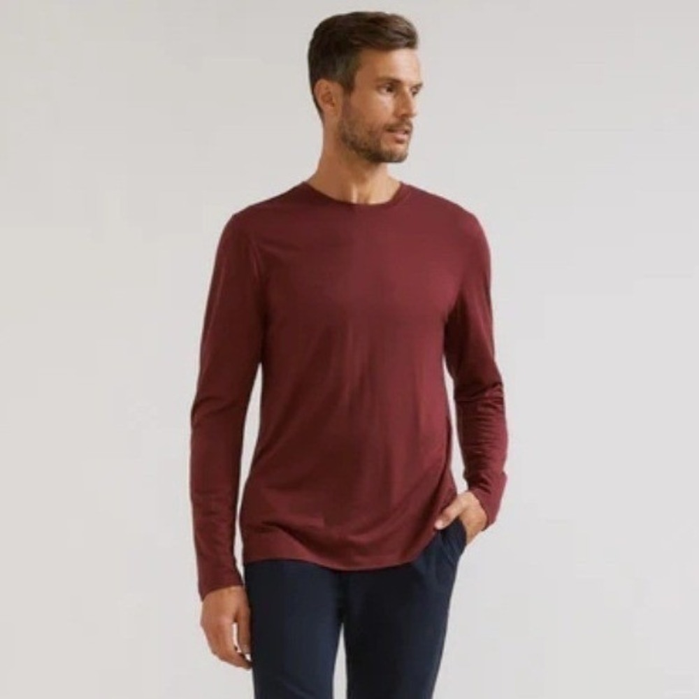 Rhone Modino 100% Merino Wool Long Sleeve Shirt‎ in Port NEW XL
